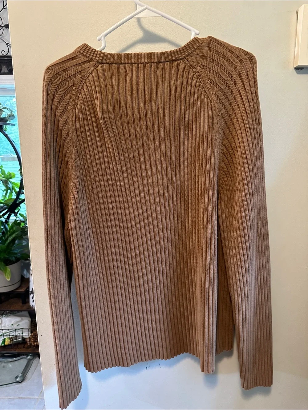 J. Crew Men's Ribbed Crewneck Sweater in Warm Tan